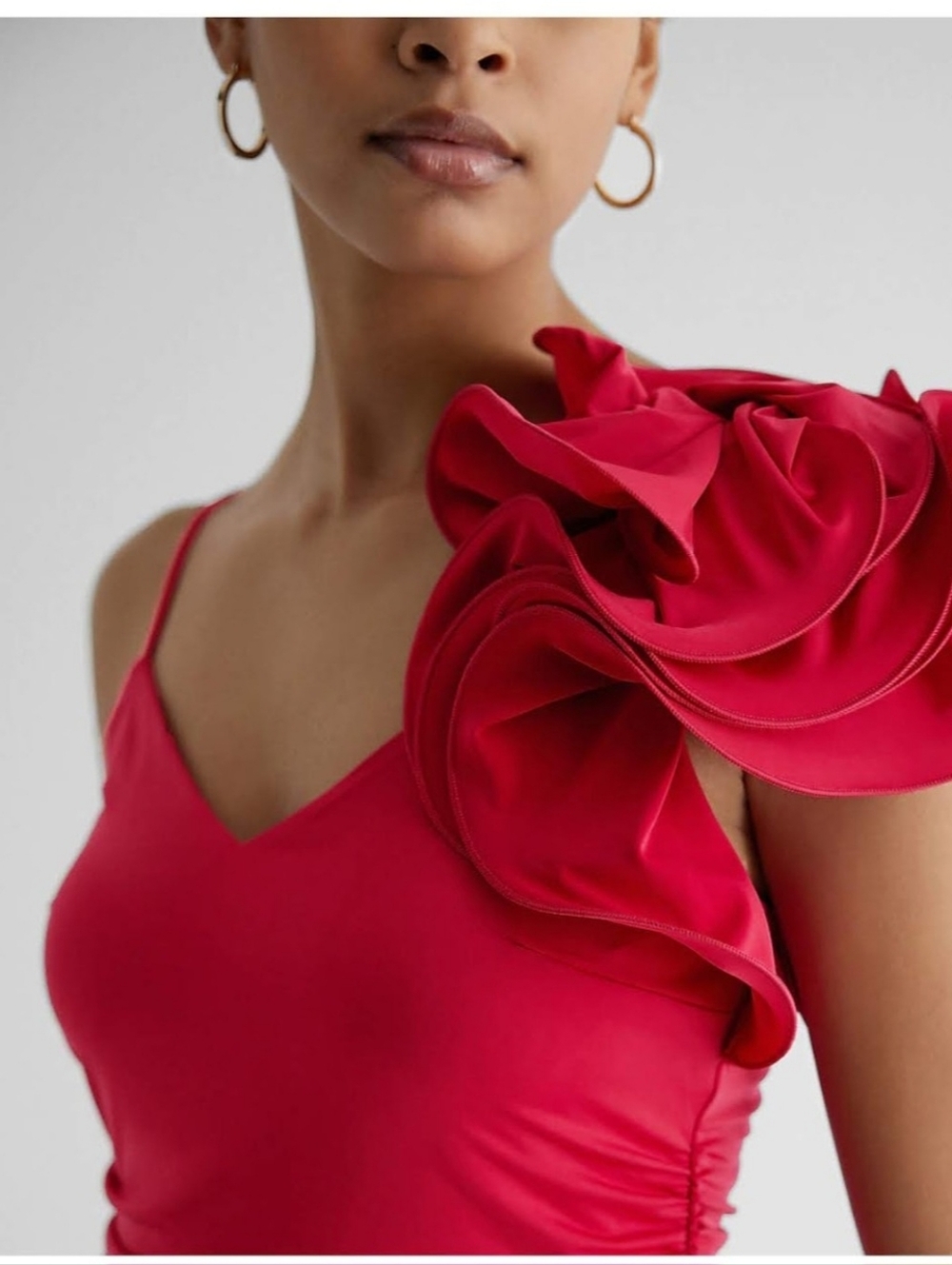 Women’s One-Shoulder Ruffle Top in Fuchsia